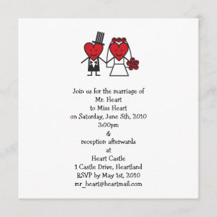 de heer Heart Wedding Invitation - vierkant Kaart