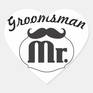 de heer Hipster Funny Mustache Groomsman Hart Sticker