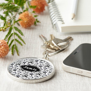 de heer Hipster Mustache  Retro Black & White Sleutelhanger