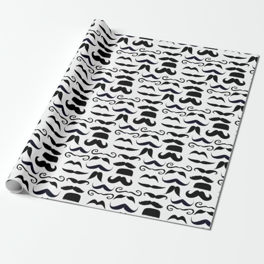 de heer Hipster Mustache  Retro Cadeaupapier (Uitgerold)