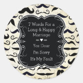 de heer Hipster Mustache Retro Ronde Sticker (Voorkant)