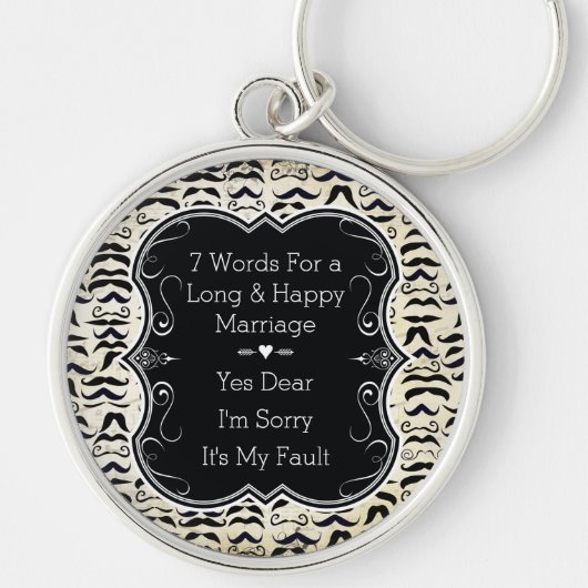 de heer Hipster Mustache  Retro Sleutelhanger (Voorkant)