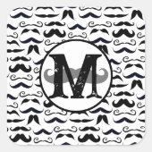 de heer Hipster Mustache Retro Vierkante Sticker (Voorkant)