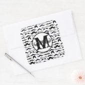 de heer Hipster Mustache Retro Vierkante Sticker (Envelop)