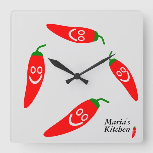 de heer Hot Pepper - Personalized Kitchen Vierkante Klok (Voorkant)