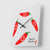 de heer Hot Pepper - Personalized Kitchen Vierkante Klok (Hoek)