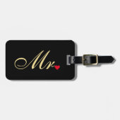 de heer Husband Groom Wedding Elegant Black Gold T Bagagelabel (Voorkant horizontaal)