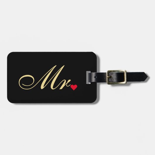 de heer Husband Groom Wedding Elegant Black Gold T Bagagelabel (Voorkant horizontaal)