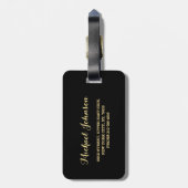 de heer Husband Groom Wedding Elegant Black Gold T Bagagelabel (Achterkant verticaal)