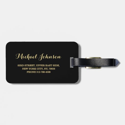 de heer Husband Groom Wedding Elegant Black Gold T Bagagelabel (Achterkant horizontaal)