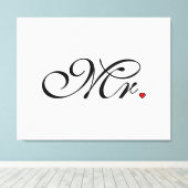 De heer Husband Groom Zes haar nieuwe widen Canvas Afdruk (Insitu (Houten vloer))