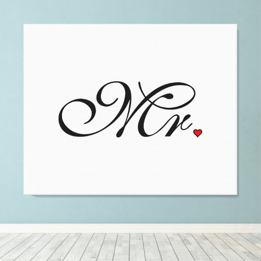 De heer Husband Groom Zes haar nieuwe widen Canvas Afdruk (Insitu (Houten vloer))