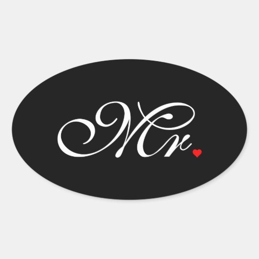 De heer Husband Groom Zijne Hers Newly Weds Ovale Sticker (Voorkant)