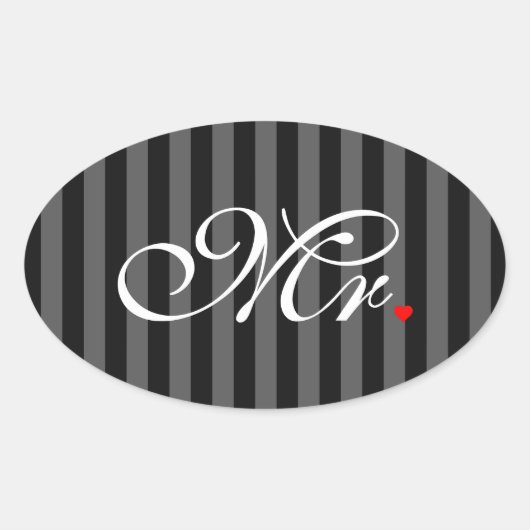 De heer Husband Groom Zijne Hers Newly Weds Ovale Sticker (Voorkant)