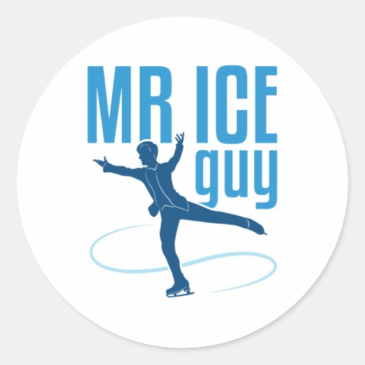 De heer Ice Guy Figuur Skating Mannen Boys Skater Ronde Sticker (Voorkant)