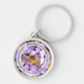 De Heer is goed, Bee op Crocus Flower Key Ring Sleutelhanger (Voorkant)