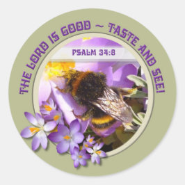 De Heer is goed, Bee op crocus Ronde Sticker
