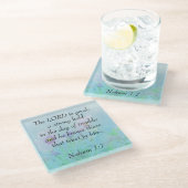 De Heer is goed - Nahum 1:7 Glazen Onderzetter (Schuin)