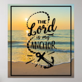 De Heer is mijn Anchor Sunset Beach Scene Poster (Voorkant)