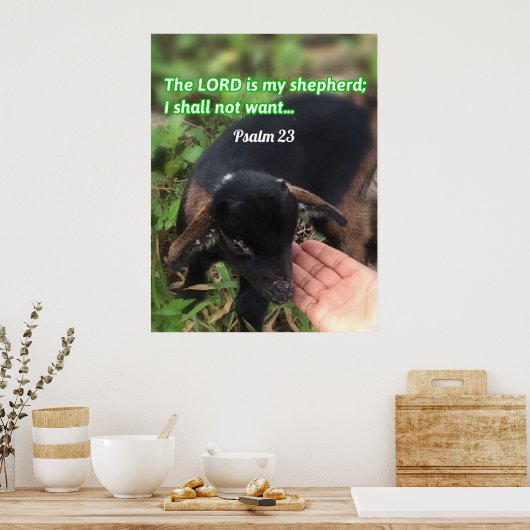 De Heer is mijn Bijbelse Afbeelding van Shepherd Poster (Keuken)