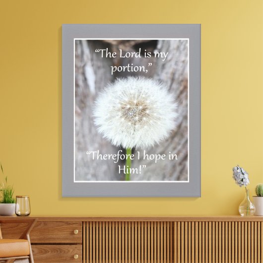 De Heer is mijn deel Bijbel Schrift Quote Poste Canvas Afdruk (Insitu (Woonkamer))