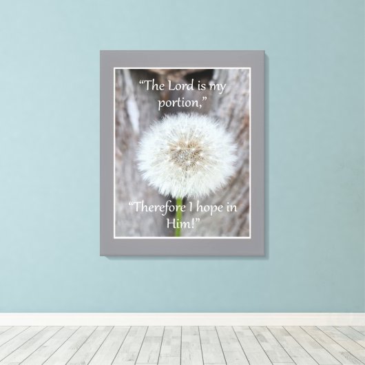 De Heer is mijn deel Bijbel Schrift Quote Poste Canvas Afdruk (Insitu (Houten vloer))