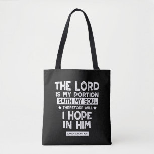 De Heer is mijn deel Klaagliederen 3 24 Citaten Tote Bag