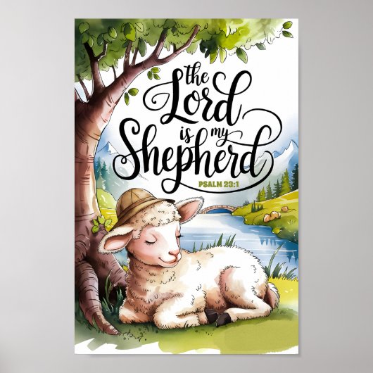 De Heer is mijn Herder Christelijke kinderkamer mu Poster (Voorkant)