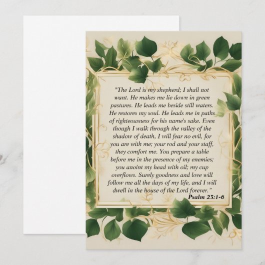 De Heer is mijn Herder Gebed Feestdagenkaart (Voorkant / Achterkant)