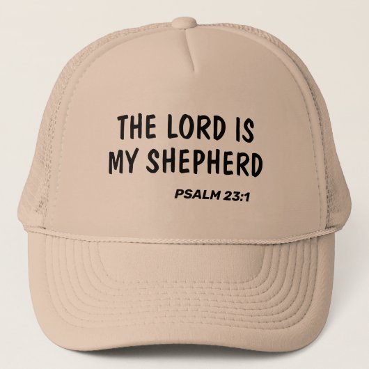 De Heer is mijn herder Psalm 23:1 Bijbelvers Trucker Pet (Voorkant)