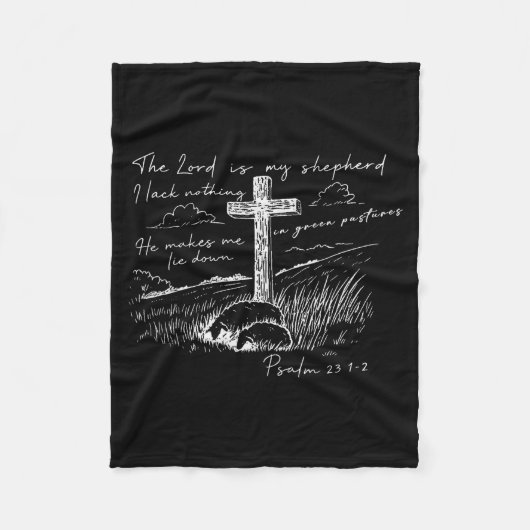 De Heer Is Mijn Herder Psalm 23 Kruisweide Fleece Deken (Voorkant)