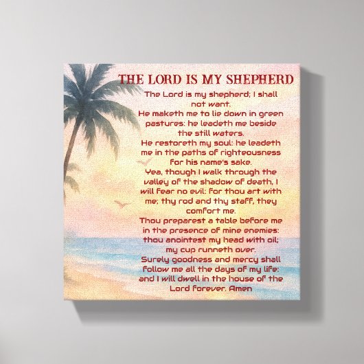 De Heer Is Mijn Herder Psalm 23 Sunset Beach Canvas Afdruk (Voorkant)