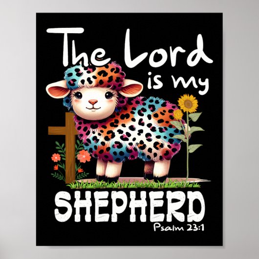 De Heer Is Mijn Herder Psalm Schattig Schaap Pasen Poster (Voorkant)