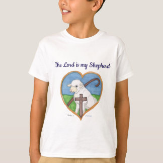 De Heer is mijn herder, schaap en kruis in mijn ha T-shirt