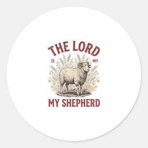 De Heer Is Mijn Herder Vintage Schaap Shirt Ontwer Ronde Sticker