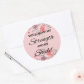 De Heer is mijn Kracht en mijn Schild Ronde Sticker (Envelop)