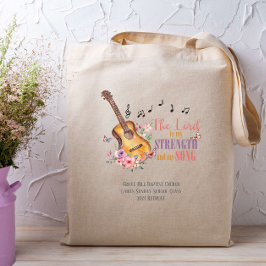 De Heer is Mijn Kracht en Mijn Songgitaarbijbel Tote Bag