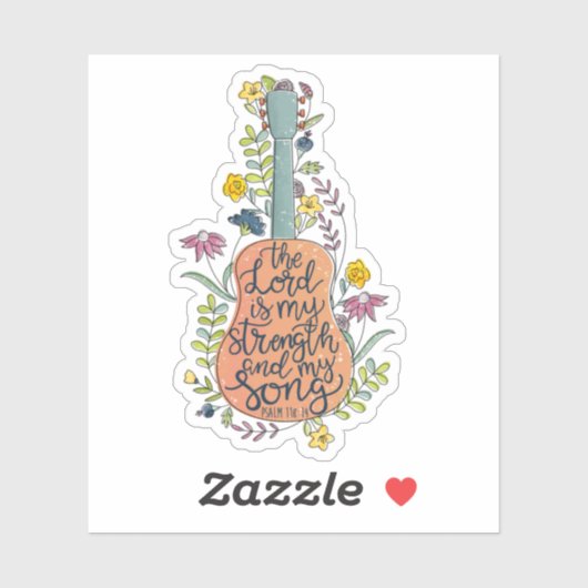 De Heer is mijn kracht en Song Bible Verse. Sticker (Vel)