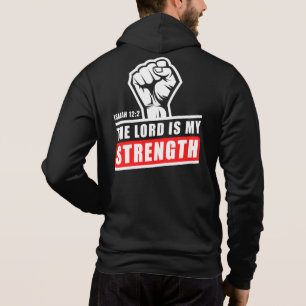De Heer is mijn kracht Isaiah 12:2 Mannen Christel Hoodie