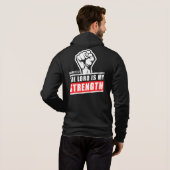 De Heer is mijn kracht Isaiah 12:2 Mannen Christel Hoodie (Achterkant volledig)