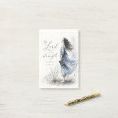 De Heer is mijn Kracht Psalm 28:7 Aquarel Post-it® Notes (Op bureau)