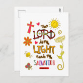 De Heer is Mijn Licht en Mijn Bijbelse Verse van d Briefkaart (Voorkant / Achterkant)