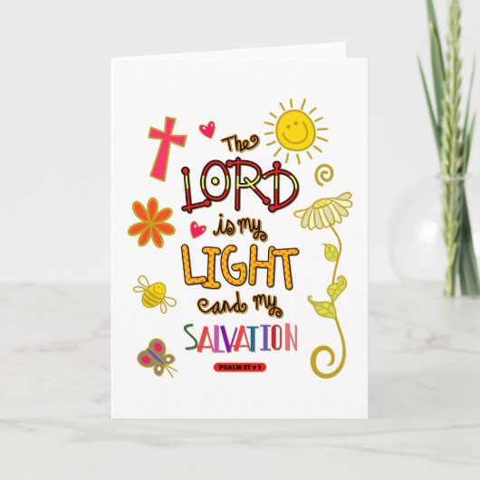 De Heer is Mijn Licht en Mijn Bijbelse Verse van d Kaart (Voorkant)