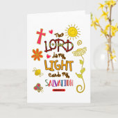 De Heer is Mijn Licht en Mijn Bijbelse Verse van d Kaart (Gele Bloem)