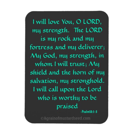 De Heer is mijn Rock Bible Quote Magneet (Verticaal)