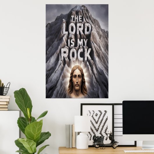De Heer is mijn rots: Psalm 18:2 Poster (Thuiskantoor)