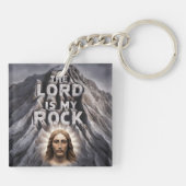 De Heer is mijn rots: Psalm 18:2 Sleutelhanger (Achterkant)