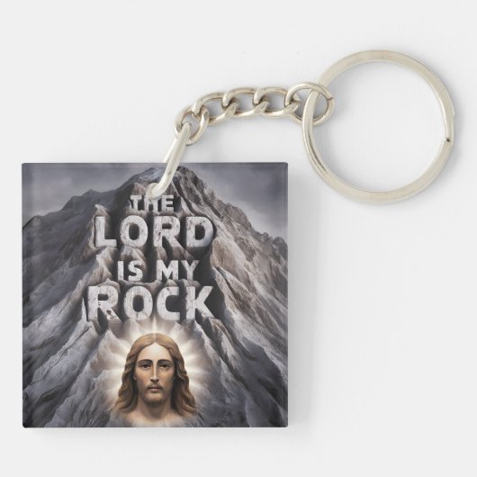 De Heer is mijn rots: Psalm 18:2 Sleutelhanger (Achterkant)