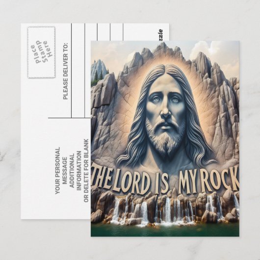 De Heer is mijn rots; PSALM 18;2 staat hoog Briefkaart (Voorkant / Achterkant)