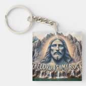 De Heer is mijn rots; PSALM 18;2 staat hoog Sleutelhanger (Voorkant)